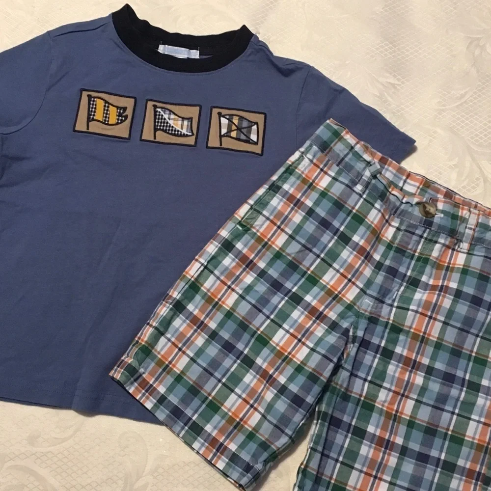 🦎Janie and jack gorgeous boys set size 4🦎 blue and green colors